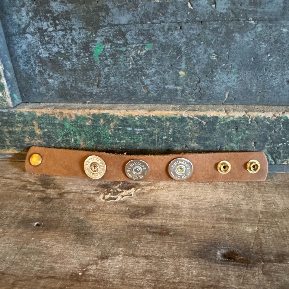 Brown Leather Bullet Bracelet